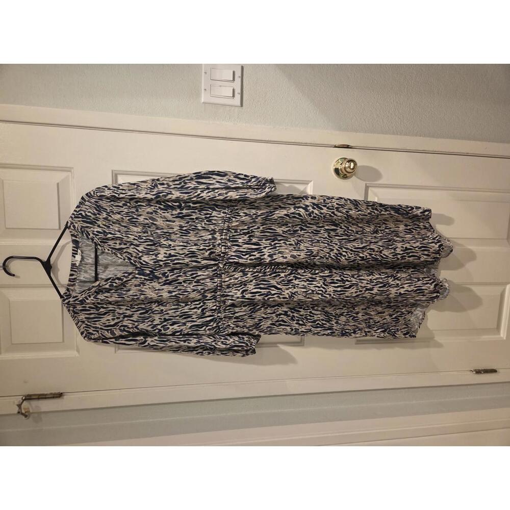 Westbound size large Women's Long Sleeve V-Neck Midi Dress with Abstract Print